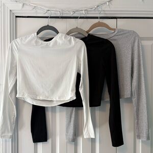 Cropped long sleeve, black white and gray